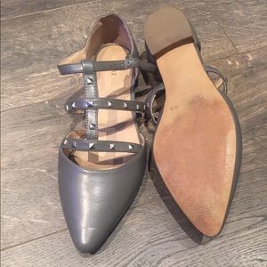 Sole Society-grey leather strapped flats-6B/36